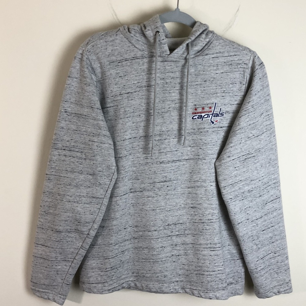 Washington Capitals Antigua Sweatshirt Hoodie Light Heather Gray Black Sz Small